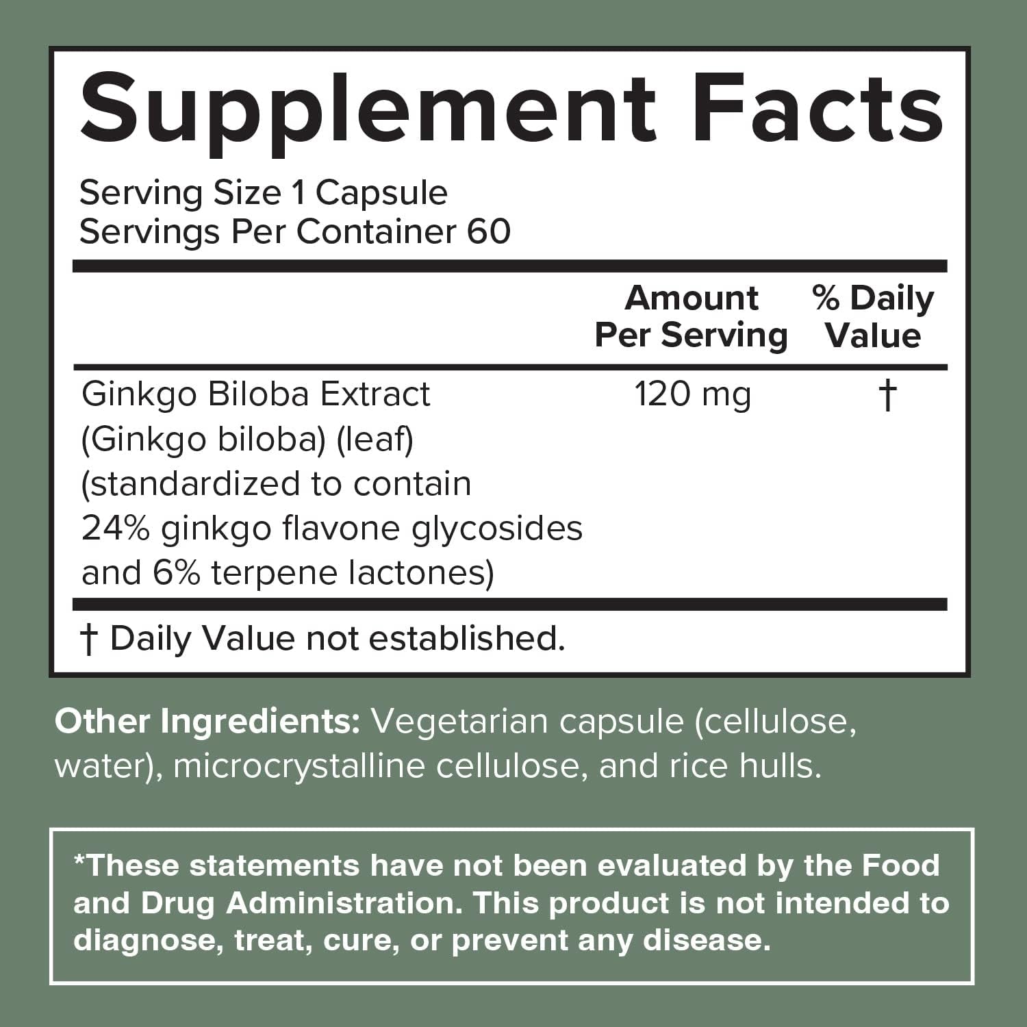 Prominent Nutrition Ginkgo Biloba 120Mg to Help Support Memory & Focus 60 Day Supply