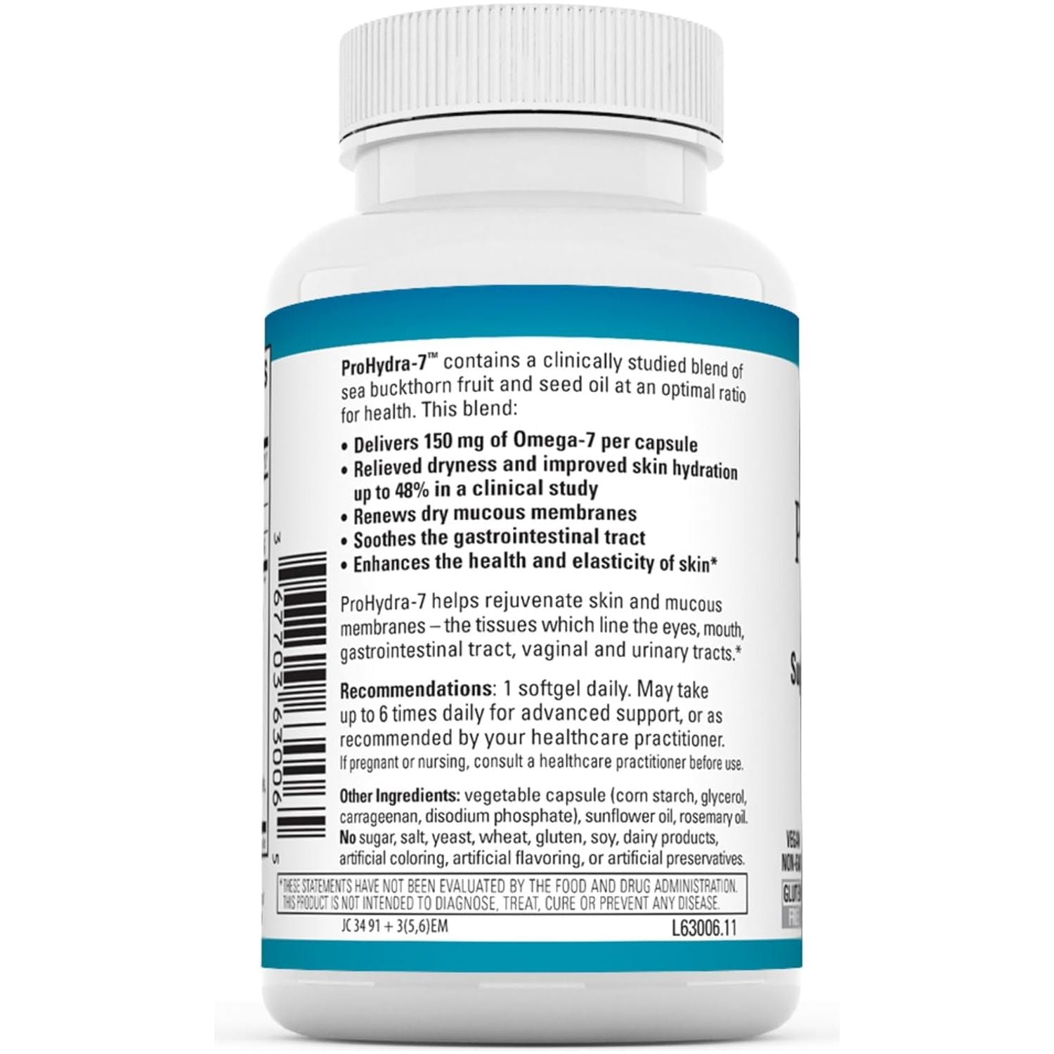 Euromedica Prohydra-7 - Skin Health Support Supplement with Omega-7 Sea Buckthorn Oil - 60 Softgels