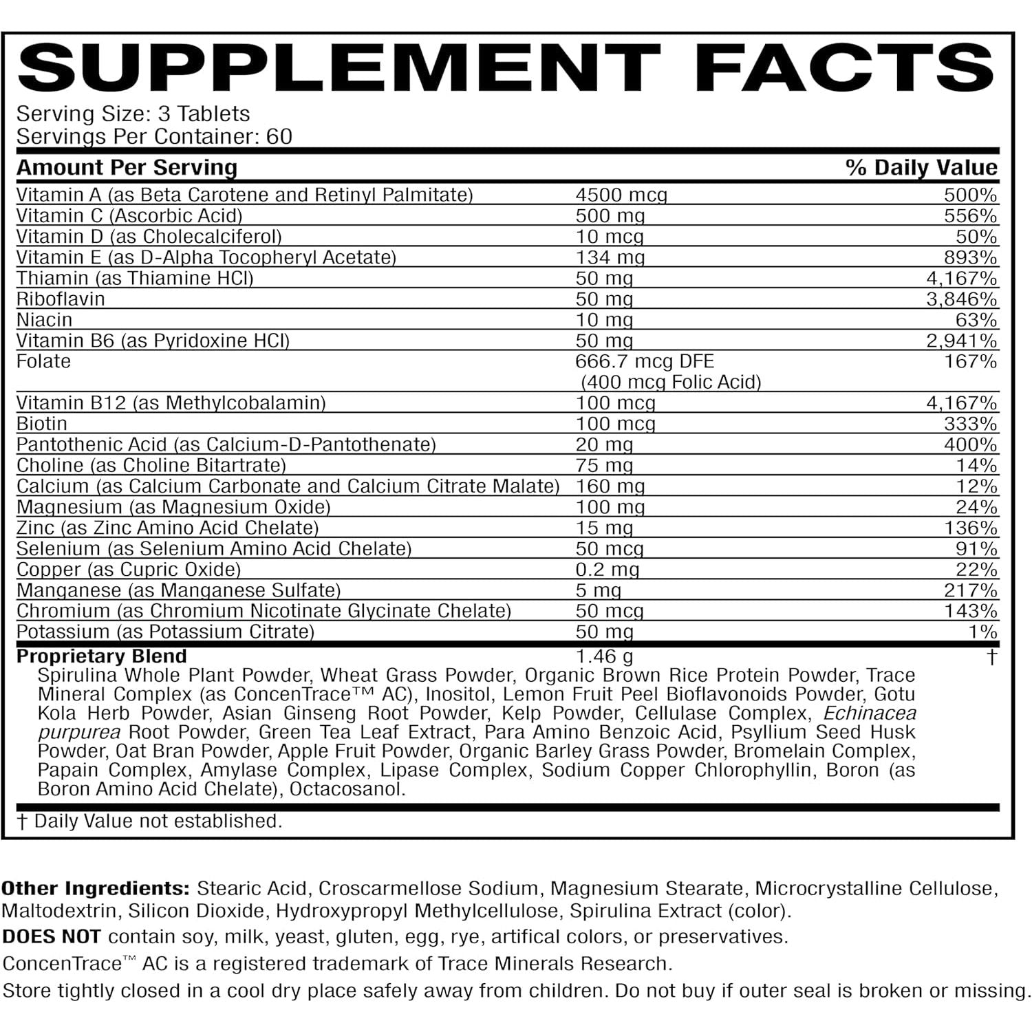 Life'S Fortune Multivitamin All Natural Energy Source Supplying Whole Food Concentrates, Antioxidants, Amino Acids, Enzymes, Trace Minerals & More (180 Count)
