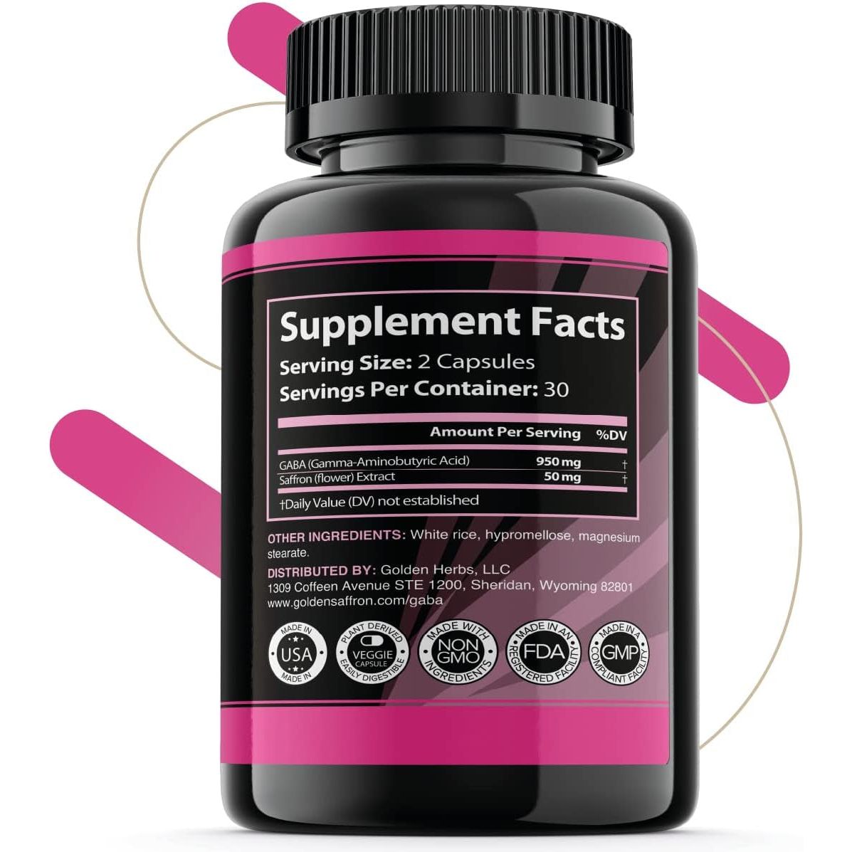 GOLDEN SAFFRON - GABA + Saffron Extract Supplement - Made in the USA