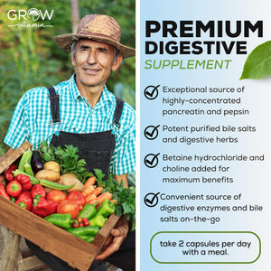 Grow Vitamin Original Gallbladder Formula, Made W/Purified Bile Salts & Ox Bile Digestive Enzymes 90 Capsules
