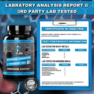 Eflow Nutrition Fadogia Agrestis + Tongkat Ali - Natural Performance Supplement for Health and Wellness (60 Capsules)