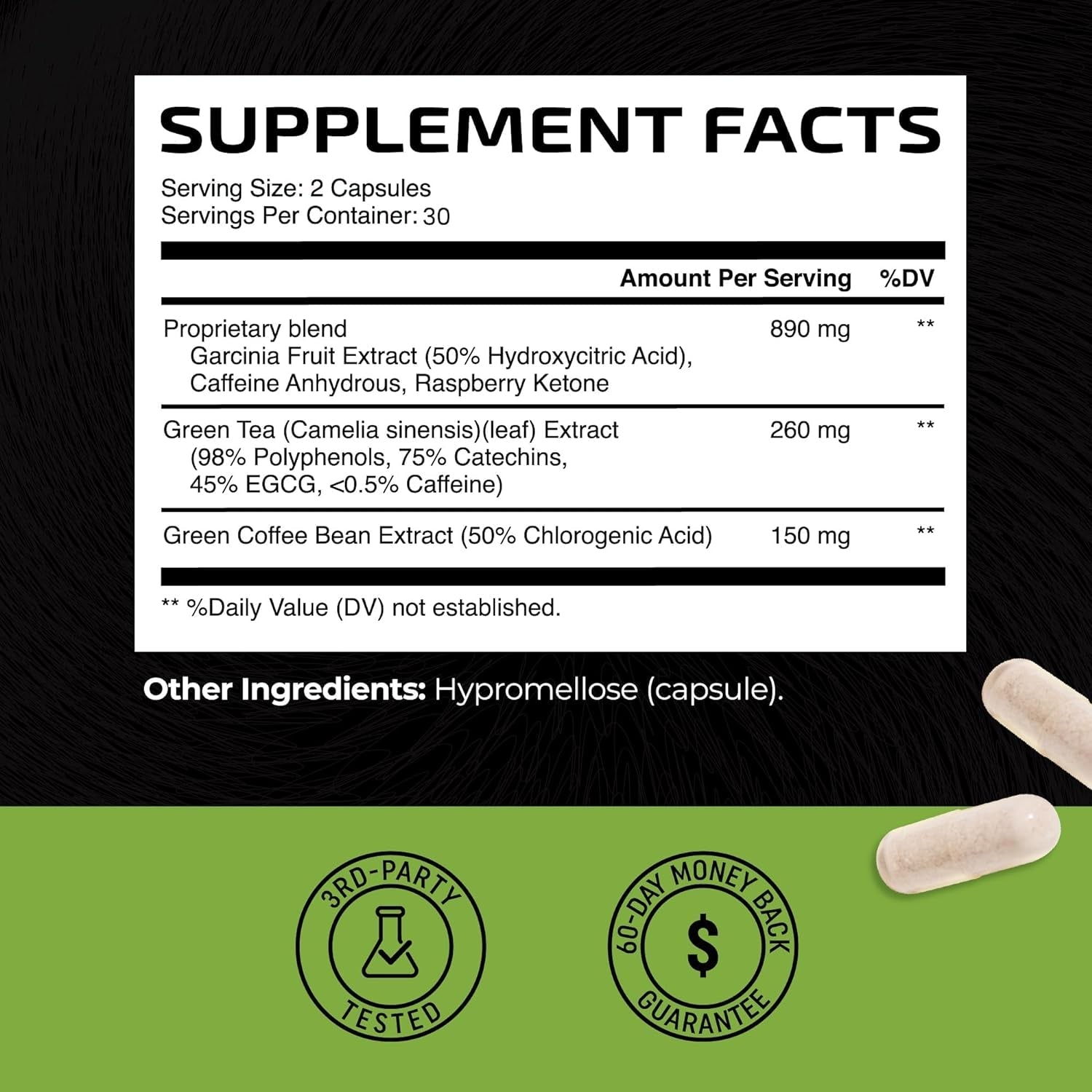 Green Tea Weight Loss Pills | 45% EGCG | Stomach Fat Burner, Metabolism Booster & Appetite Suppressant 60 Count