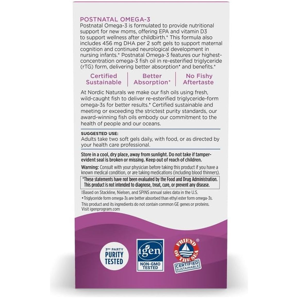 Nordic Naturals Postnatal Omega-3, Lemon - 1120 Total Omega-3 + 1000 IU Vitamin D3 (60 Soft Gels)