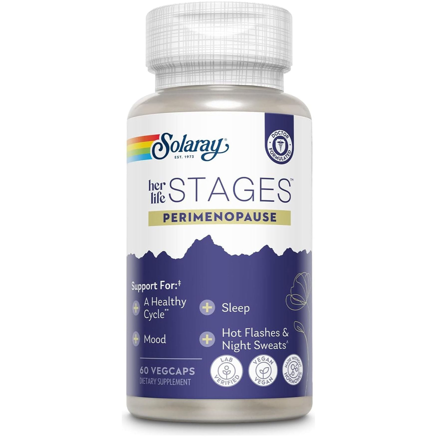 Solaray Perimenopause Her Life Stages - Hot Flashes, Menopause Support - Saffron and Chasteberry  - 30 Servings