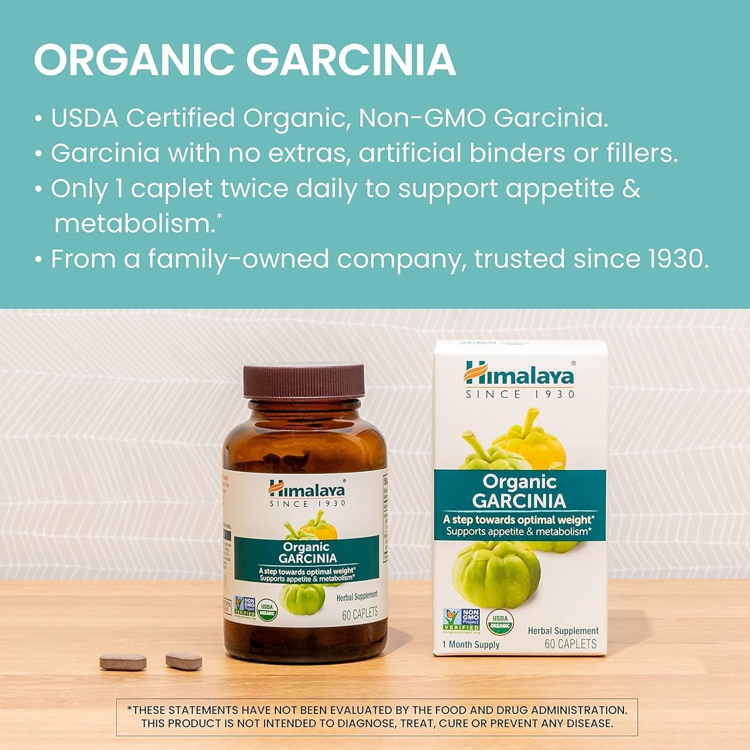 Himalaya Organic Garcinia Cambogia Herbal Supplement, Appetite Control, Lipid Metabolism, Weight Support, 600 Mg, 120 Caplets