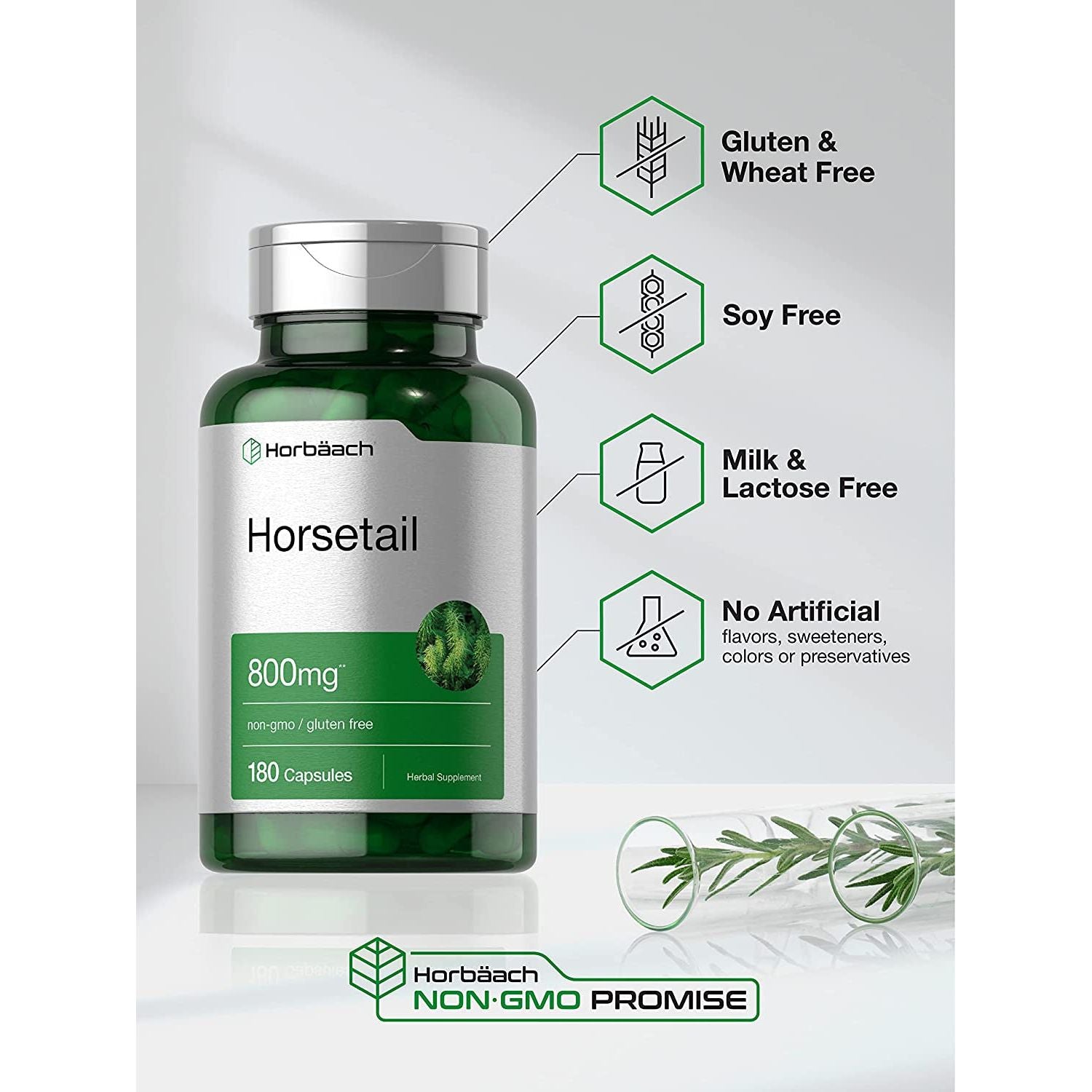 Horbäach Horsetail Herb Capsules 800Mg | 180 Count