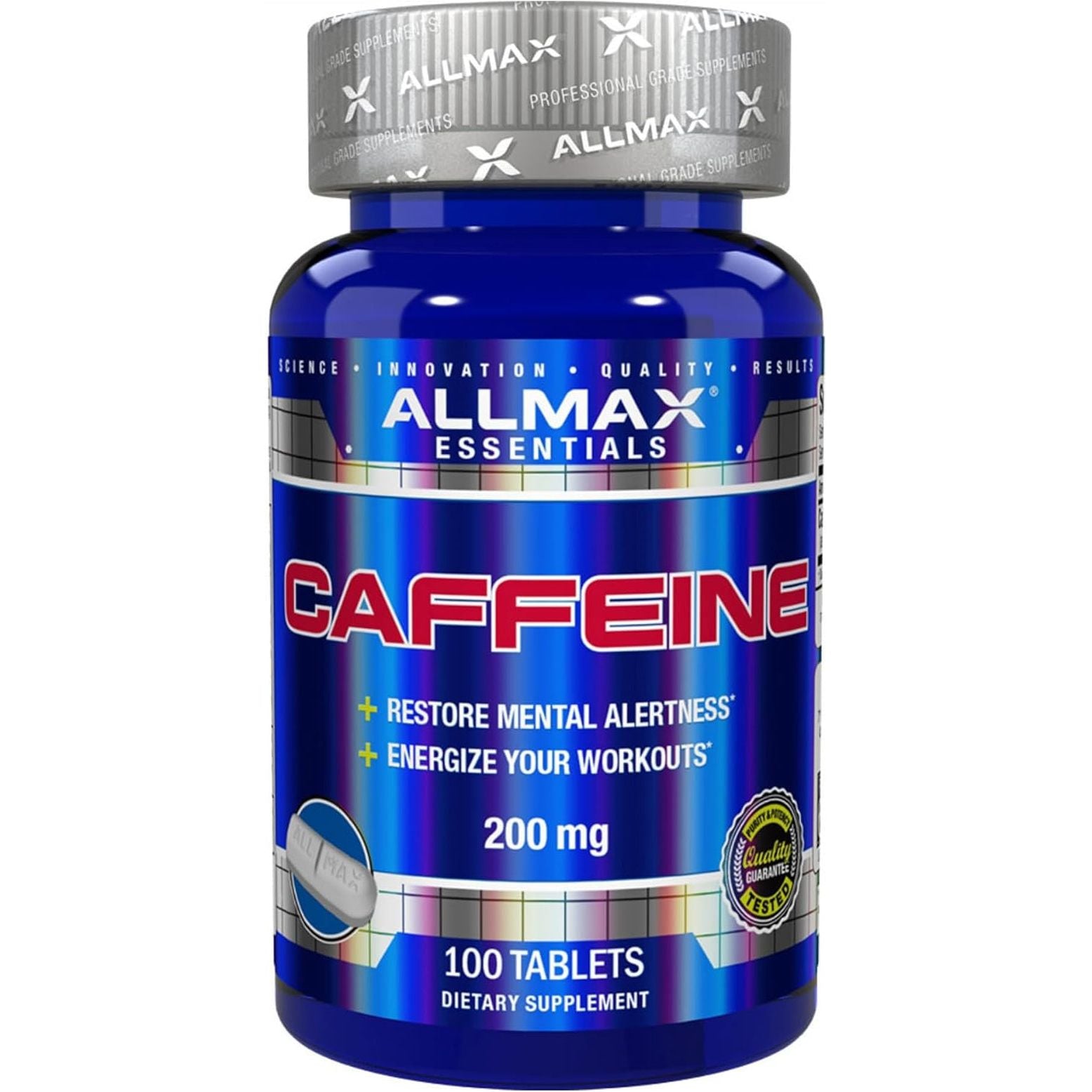 ALLMAX Nutrition Caffeine Pills, Sustained Energy & Pre - Workout Mental Focus, 200 Mg, 100 Tablets