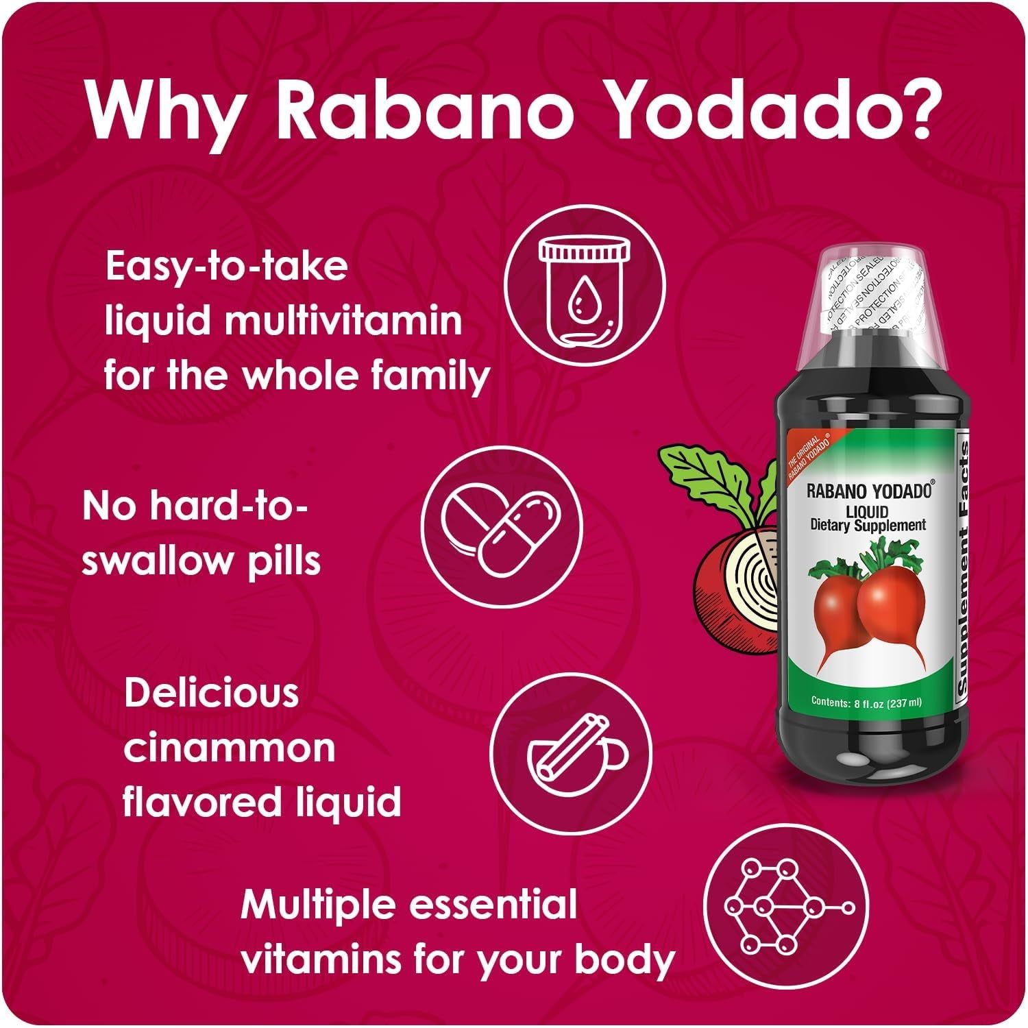 Enhances Your Body Energy, Improves Immunity, Horseradish Extract, 8 FL Oz, Bottle, Red