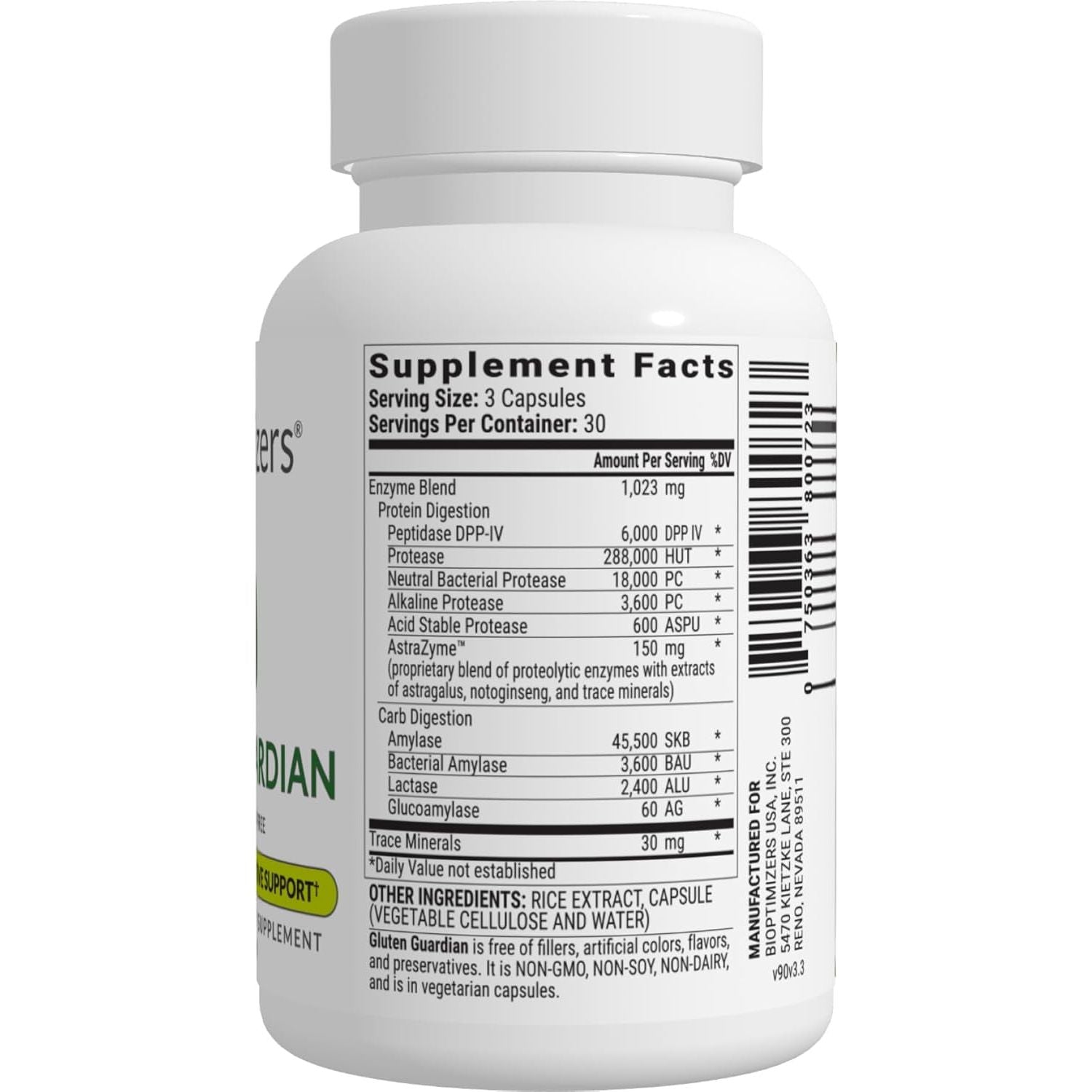 Gluten Guardian 3.0 - Enzyme Supplement with DPP-IV to Support Gluten Digestion  90 Capsules