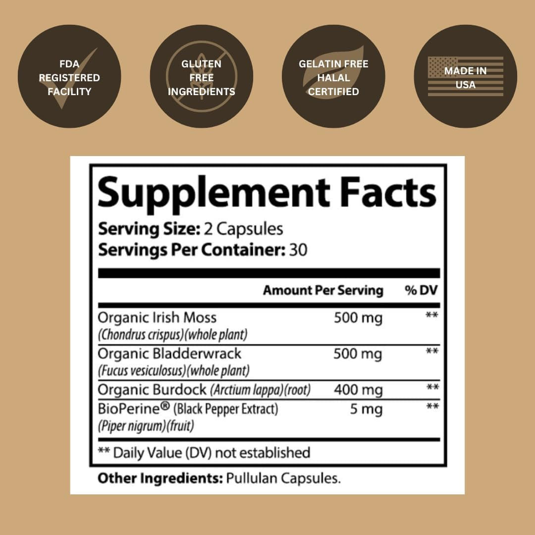 Black Girl Vitamins - Irish Sea Moss Capsules (500 Mg) for Immune Support - Organic Sea Moss