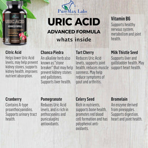 Uric Acid Advanced Formula – Kidney, Liver, Gallbladder, Urinary Tract Cleanse 60 Capsules