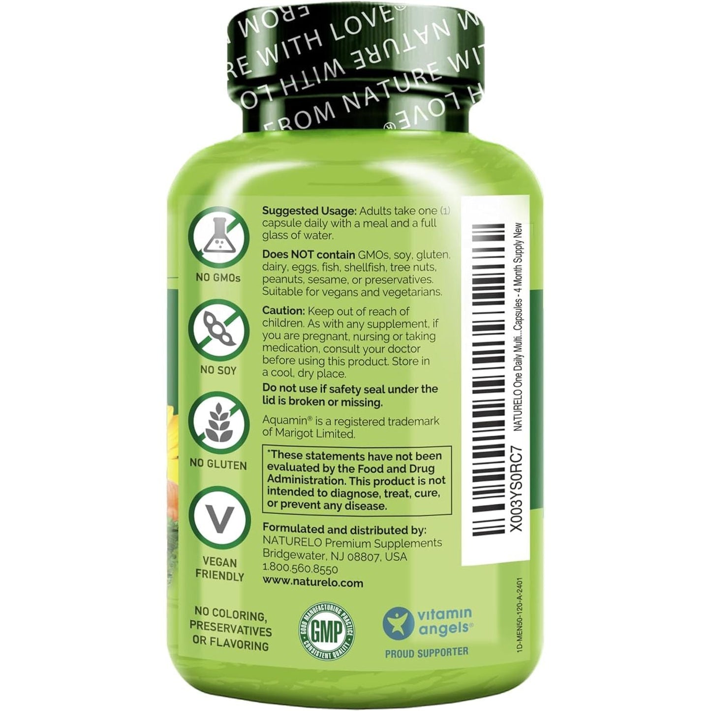 NATURELO Mens Multivitamins for Men 50+ - Boost Energy & Health 120 Capsules