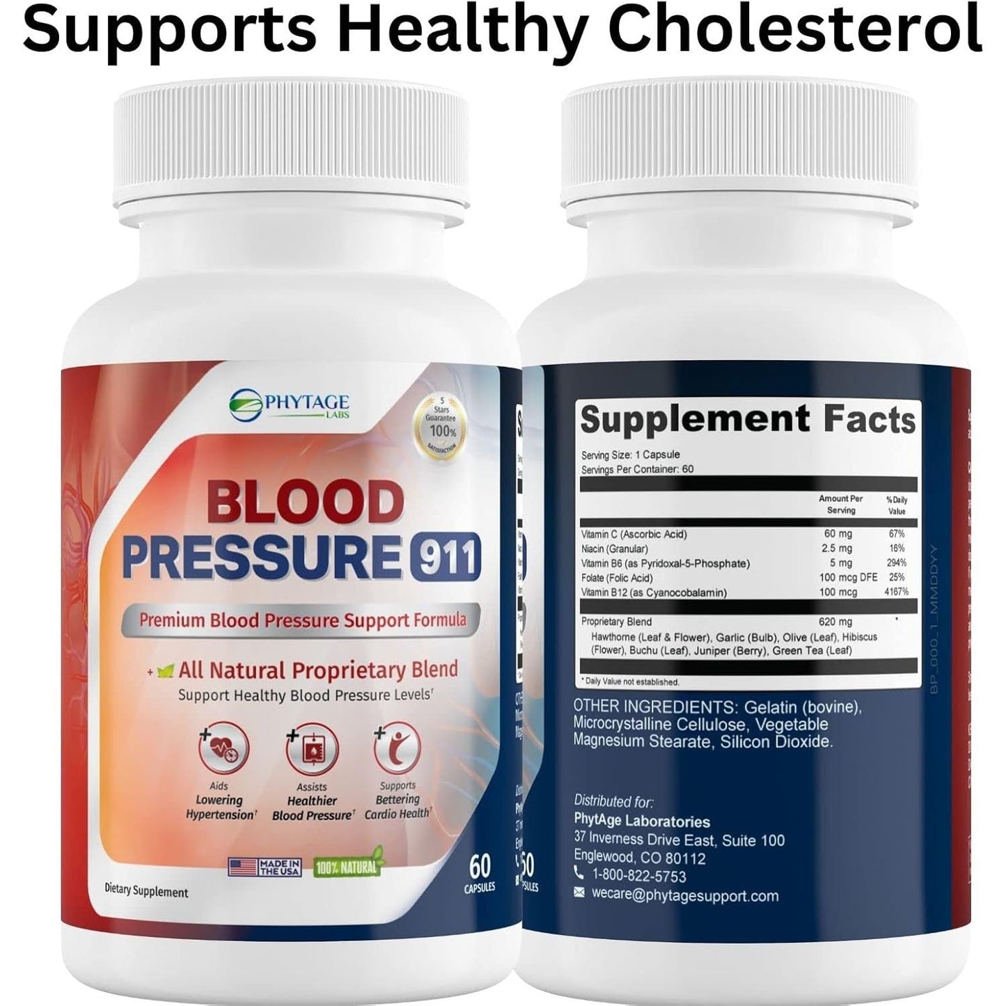 Blood Pressure 911 Premium Supplement - BP Support Pills. 60 Capsules