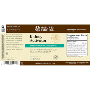 Nature'S Sunshine Kidney Activator Capsules, to Support and Enhance Kidney Function and Urine Flow 100 Capsules