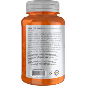 NOW Foods Sports Nutrition, Pyruvate (Pyruvic Acid) 600 Mg, Energy Production*, 100 Veg Capsules