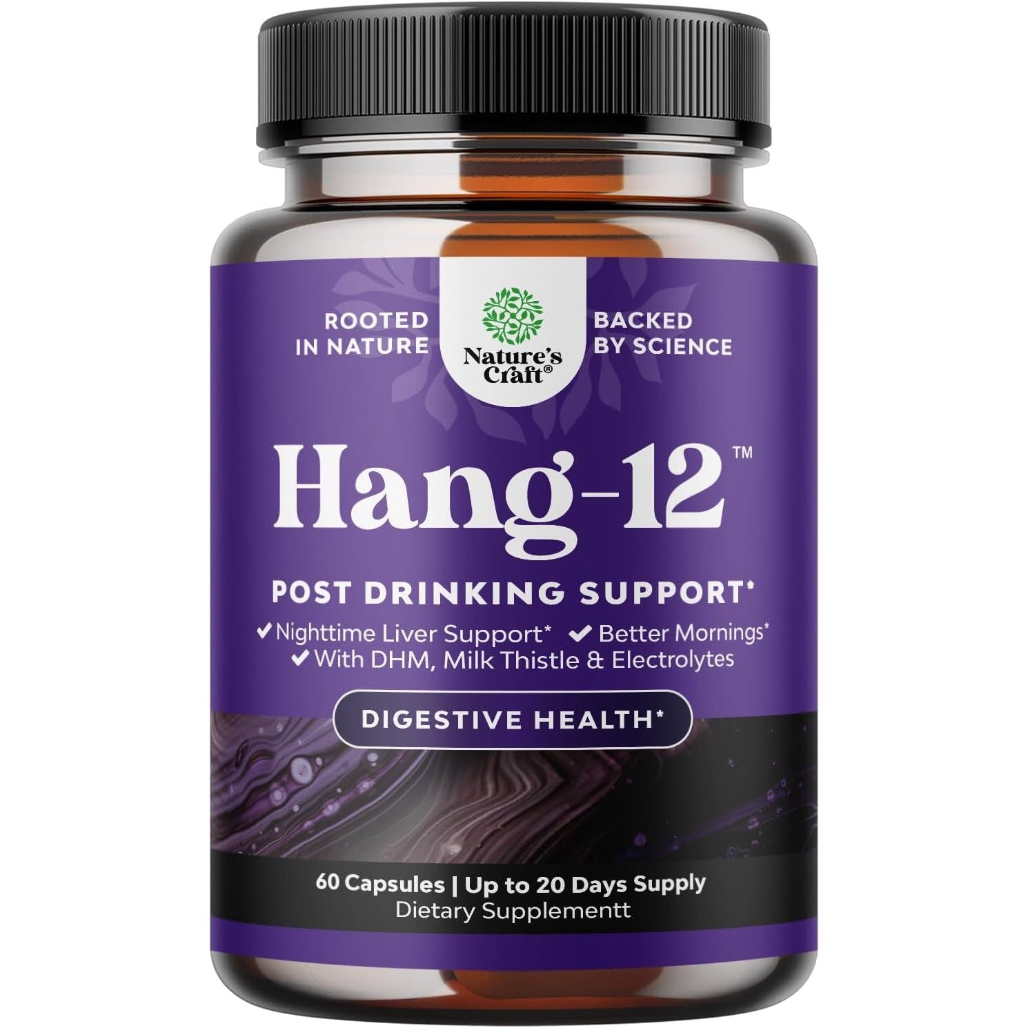 Nighttime Liver Detox & Hydration Pills - Pre and Post Drinking Recovery Liver Support Supplement (60 Capsules)