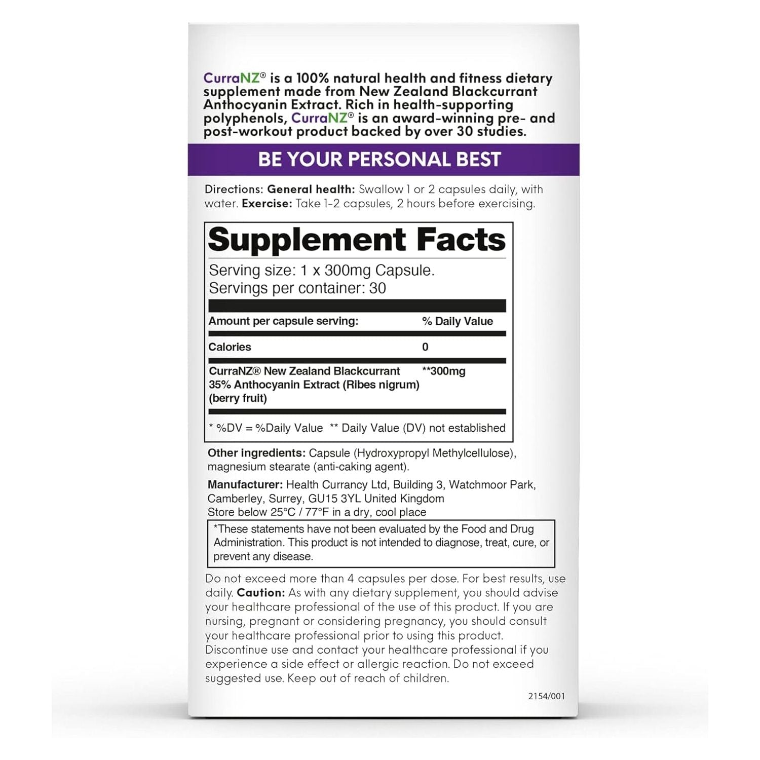 New Zealand Blackcurrant Extract Sports Nutrition Capsules for Muscle Recovery,Endurance & Performance (30 Capsules)