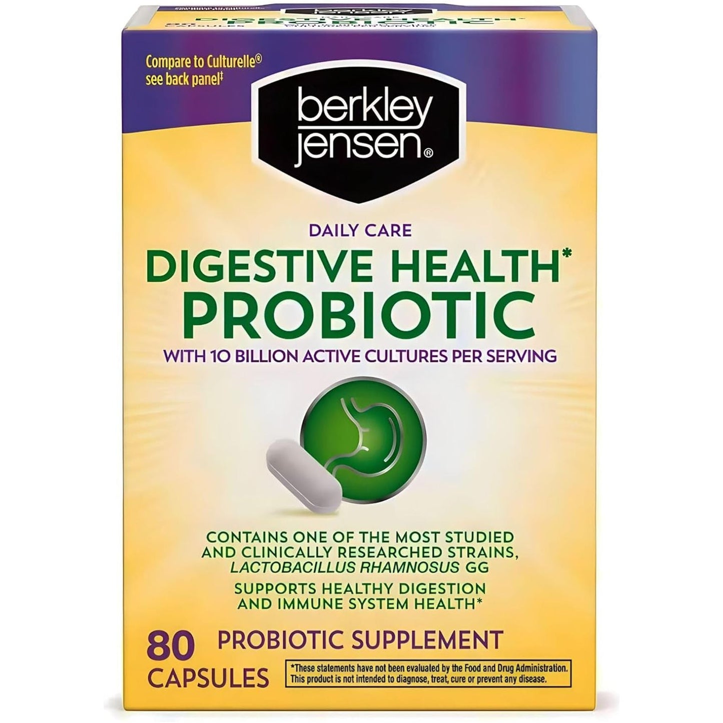 Berkley Jensen Daily Care Digestive Health Probiotics for Women & Men 80 Capsules
