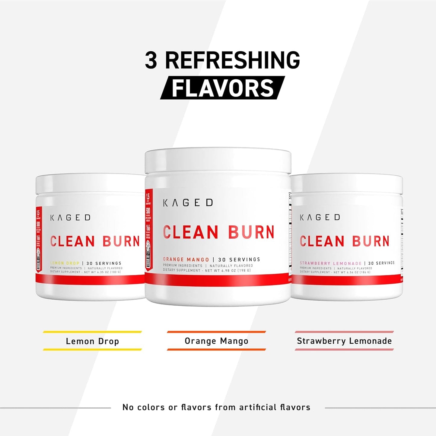 Kaged Thermogenic Powder Clean Burn Strawberry Lemonade for Weight Management 30 Servings