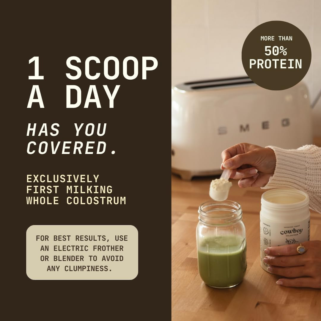 Bovine Colostrum Powder - Grass Fed Colostrum Supplement for Gut Health, Immunity, Skin & Hair (Vanilla, 40 Servings)