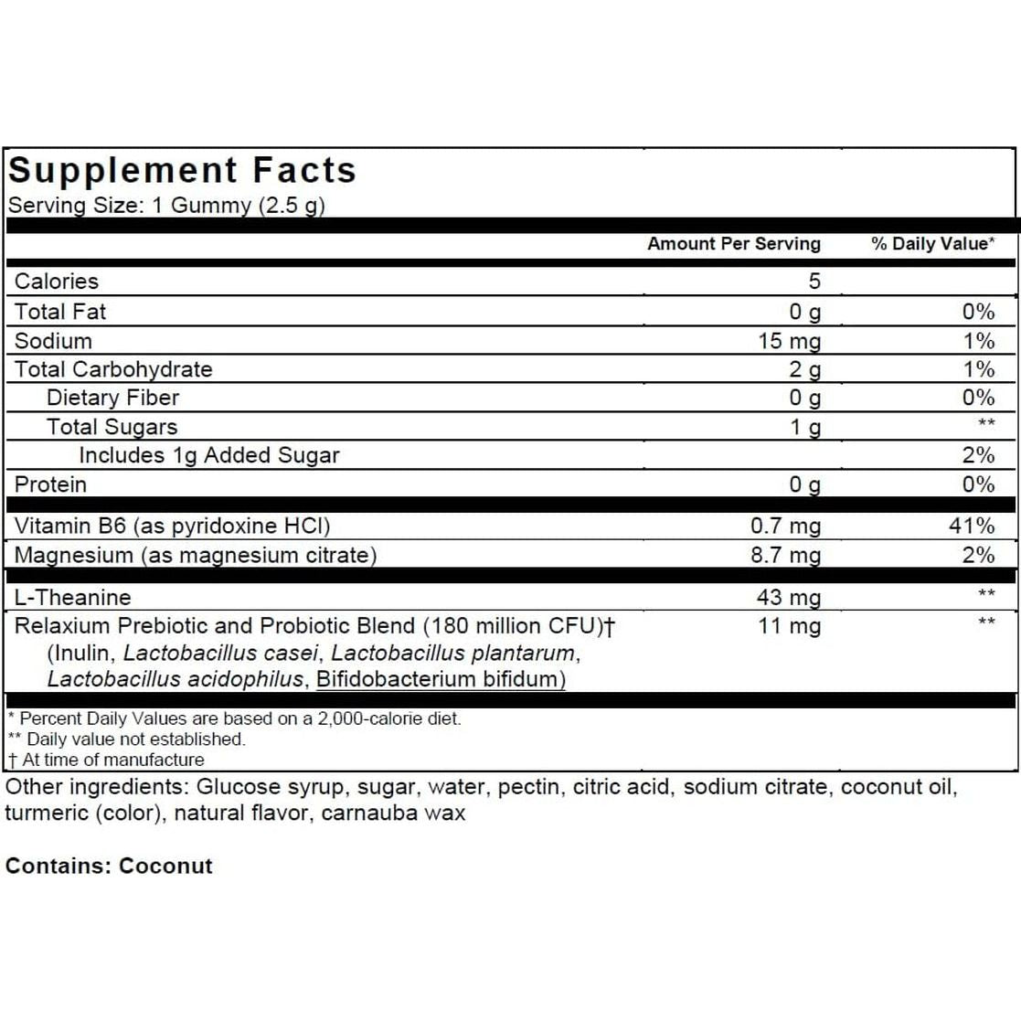 Relaxium Calm Gummy, Developed in the U.S.A., with Vitamin B6, Magnesium, and L-Theanine, 60 Gummies