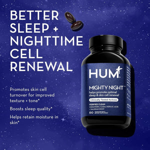 HUM Mighty Night - Nighttime Supplement for Skin + Coq10 & Ferulic Acid to Promote Skin Cell Turnover (60-Count)