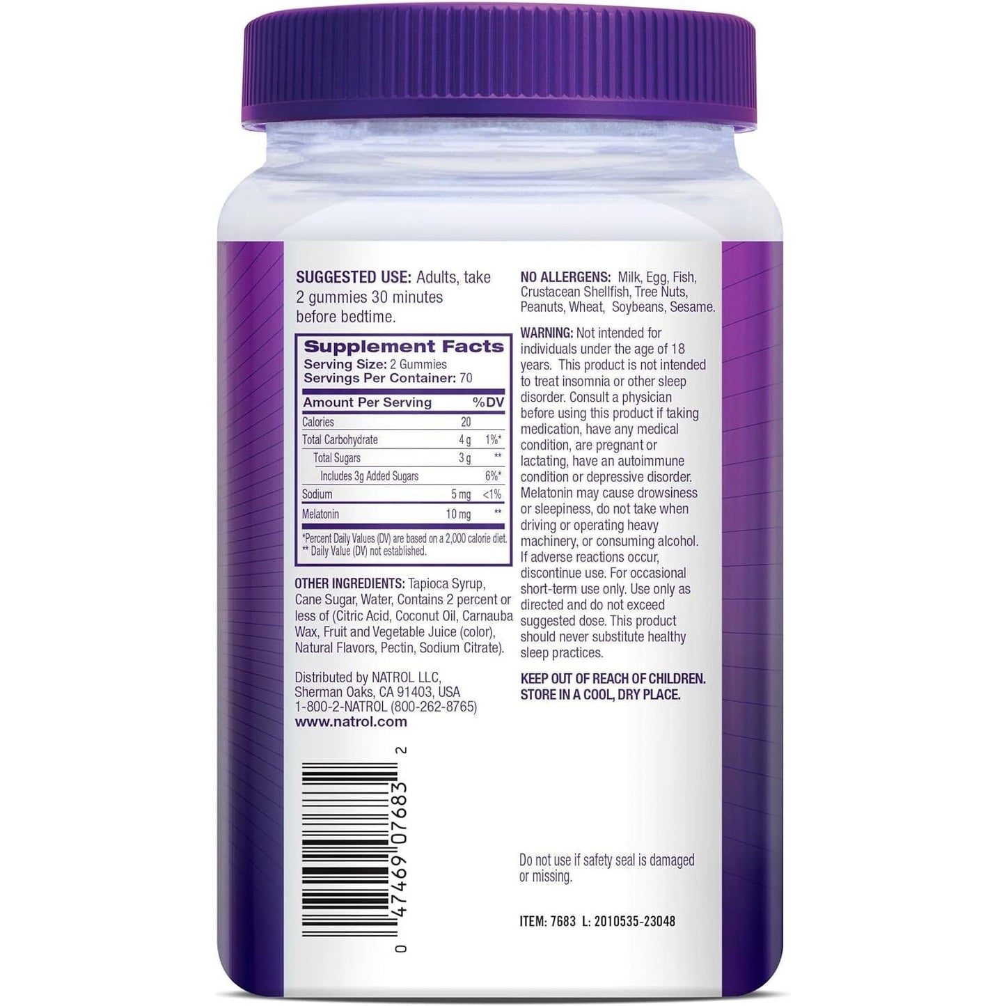 Natrol Melatonin Gummies, Sleep Support for Adults, 10 Mg Melatonin Supplement for Sleeping, 140 Gummies