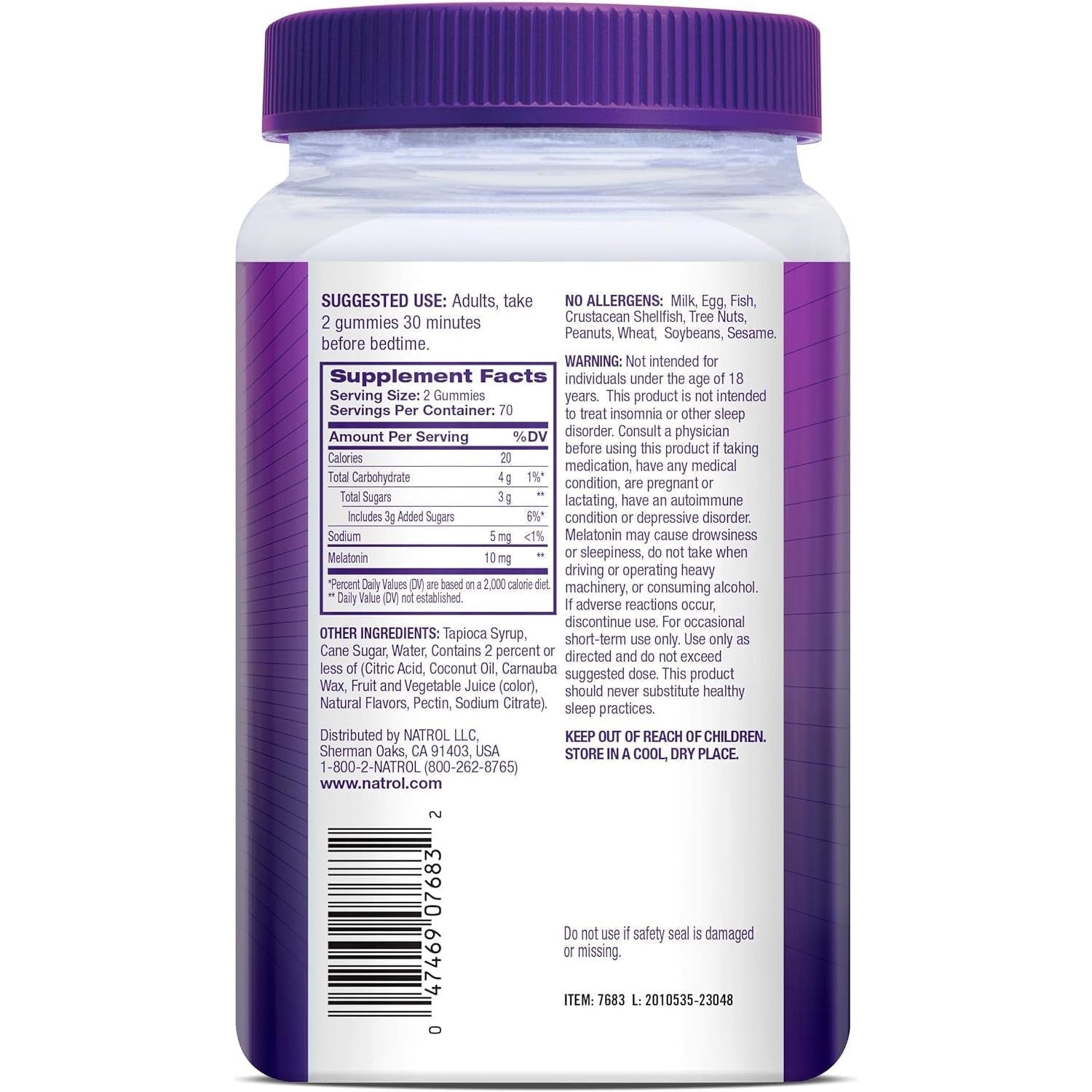 Natrol Melatonin Gummies, Sleep Support for Adults, 10 Mg Melatonin Supplement for Sleeping, 140 Gummies