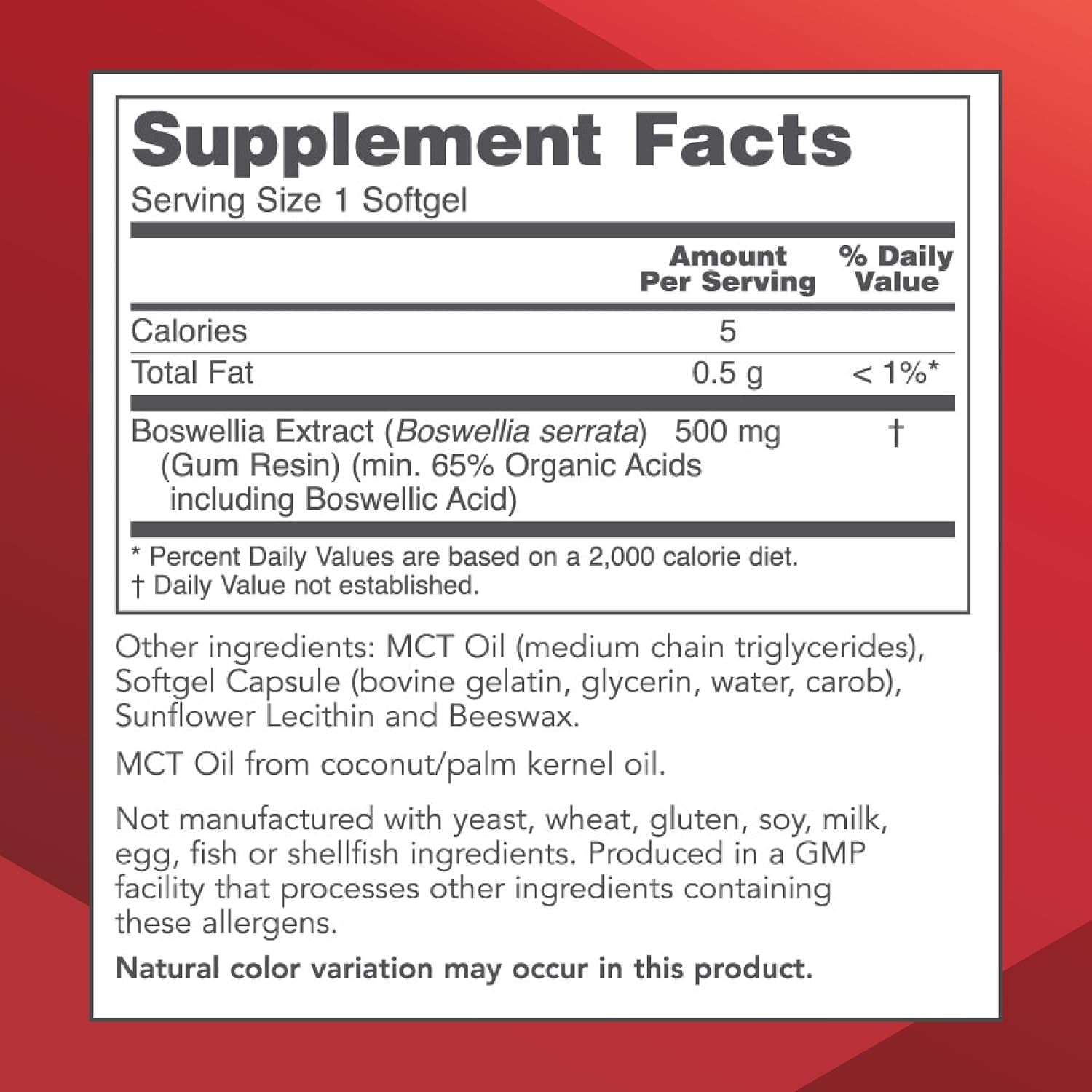 Protocol Boswellia Extract 500 Mg - with MCT Oil Base - Balanced Immune Response* 90 Softgels