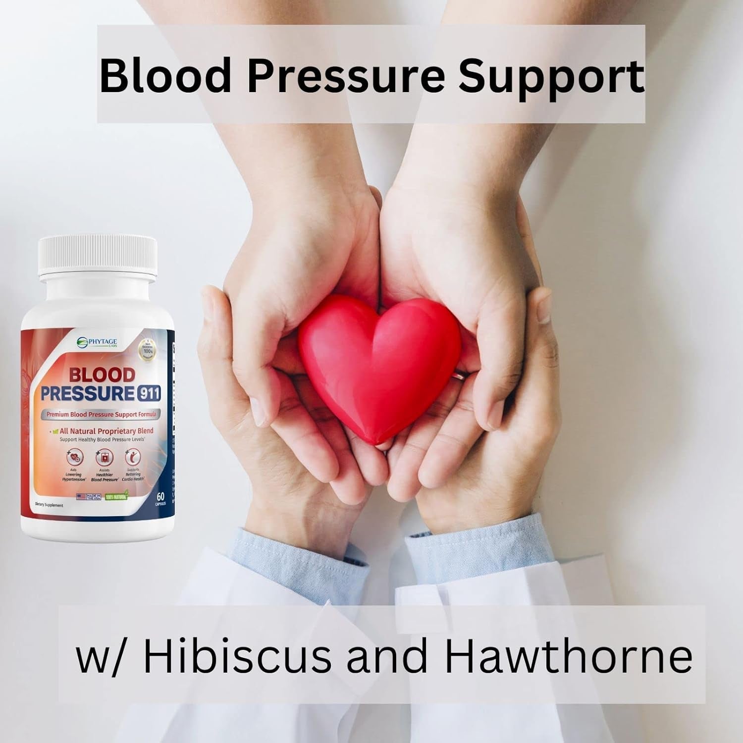 Blood Pressure 911 Premium Supplement - BP Support Pills. 60 Capsules