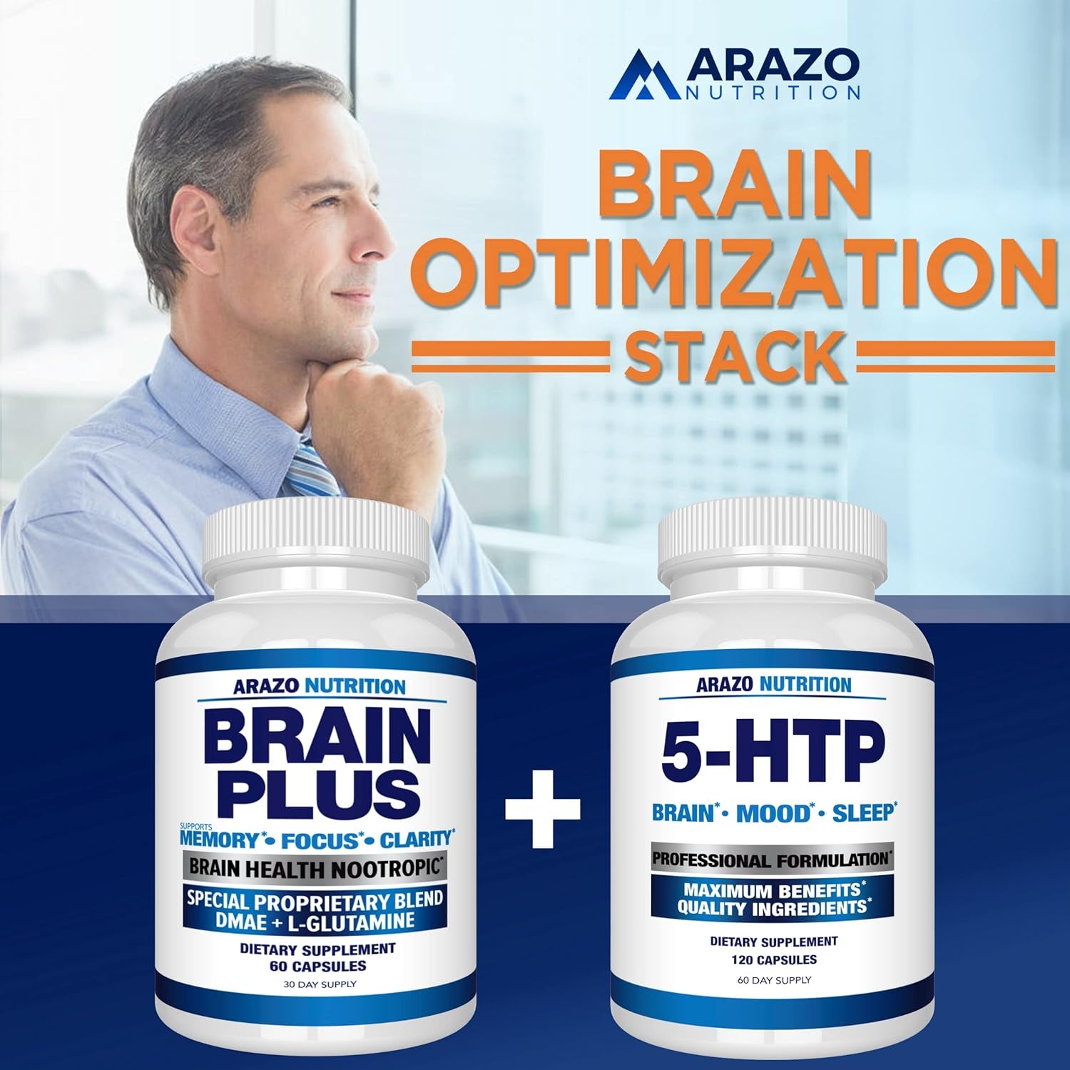 Arazo Nutrition Premium Brain Function Supplement – Memory, Focus, Clarity – Nootropic Booster
