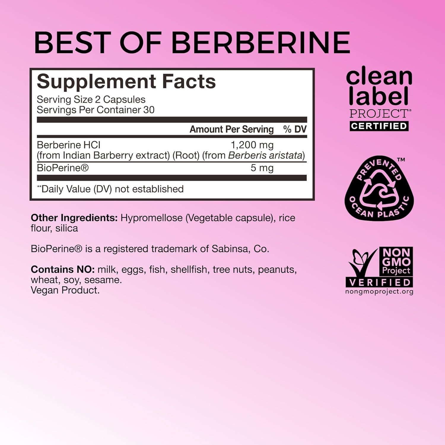 HUM Best of Berberine Supplement 1200Mg - Pure Potency for Metabolic Wellness (60 Capsules)