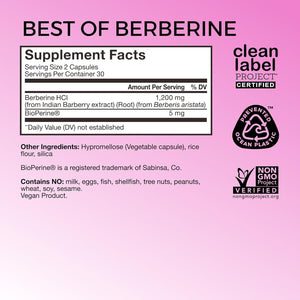 HUM Best of Berberine Supplement 1200Mg - Pure Potency for Metabolic Wellness (60 Capsules)