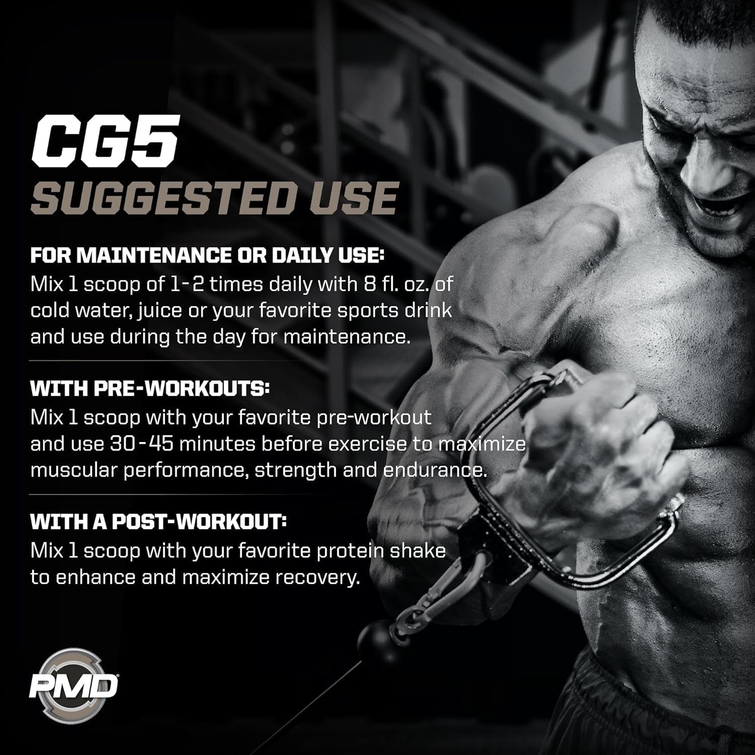 PMD Sports CG5 Premium Creatine & L Glutamine Powder, UNFLAVORED 30 Servings