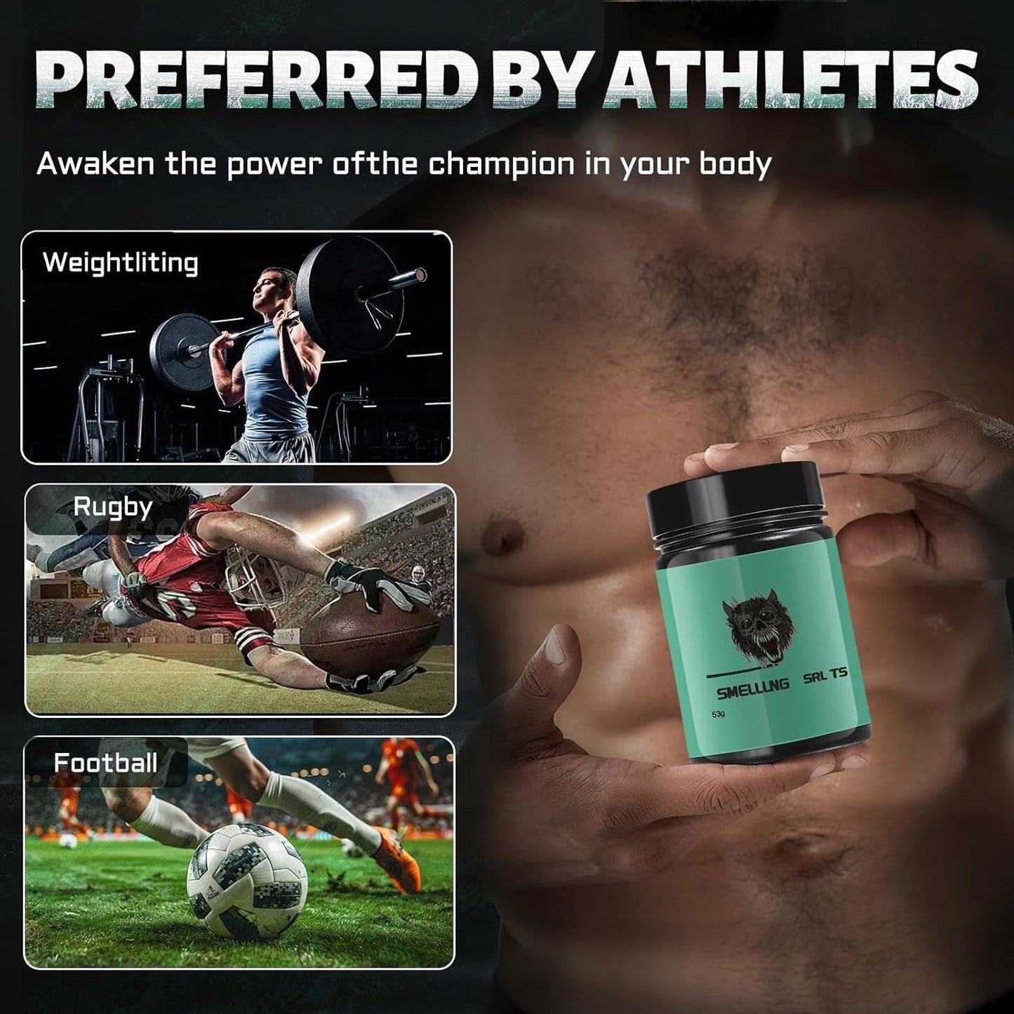 Smelling Salts, Powerful Ammonia Inhalant for Athletes in Powerlifting, Hockey, Football, Weight Lifting,1.89Oz