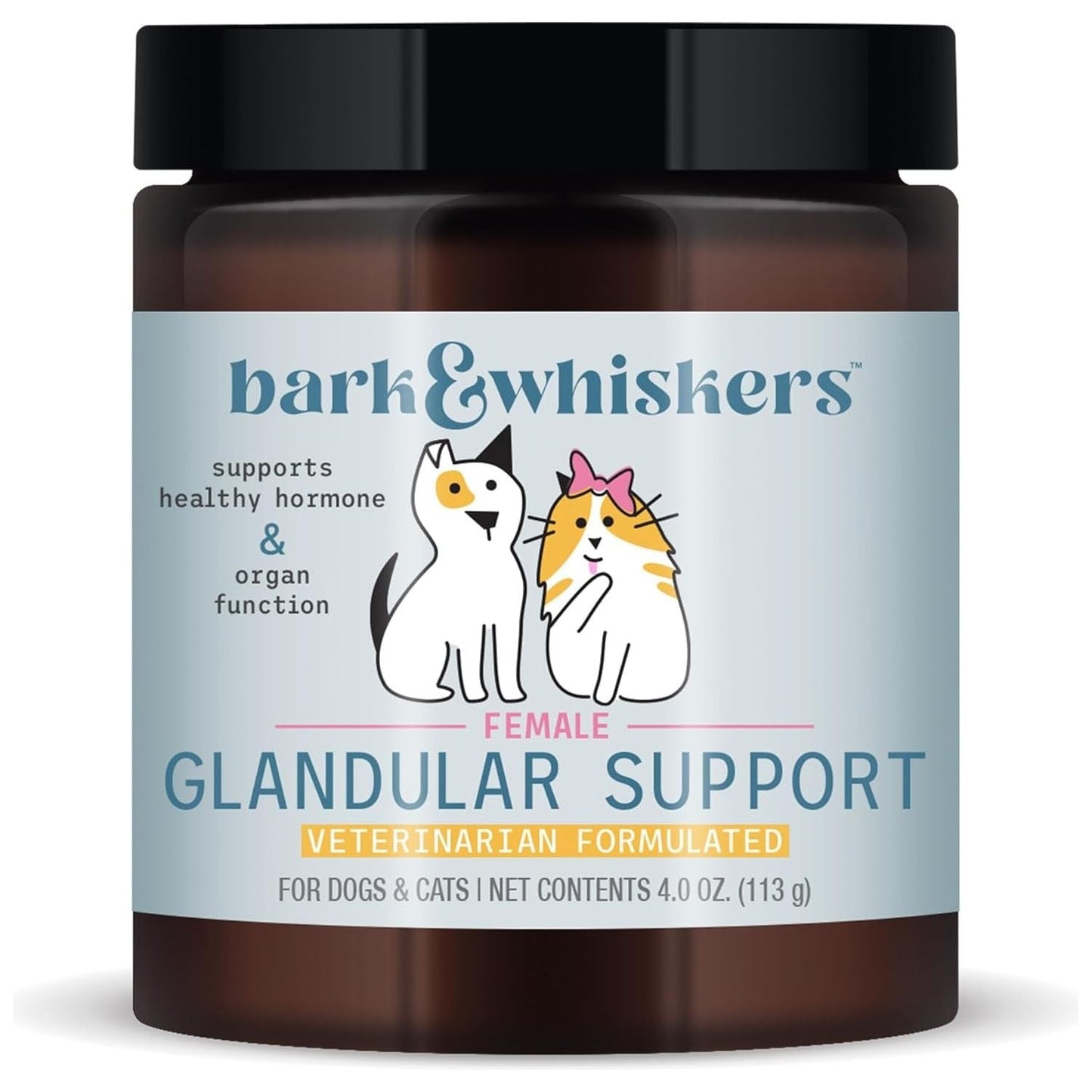 Bark & Whiskers Female Glandular Support, Supports Healthy Hormone and Organ Function Dr. Mercola (113 G), 75 Scoops