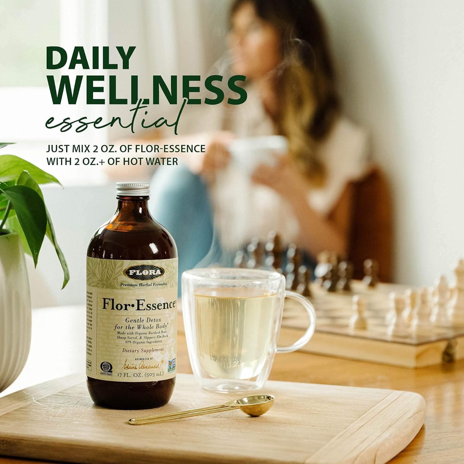 Flora Flor Essence Liquid Tea Blend - Gentle Detox Cleanse 32Oz 