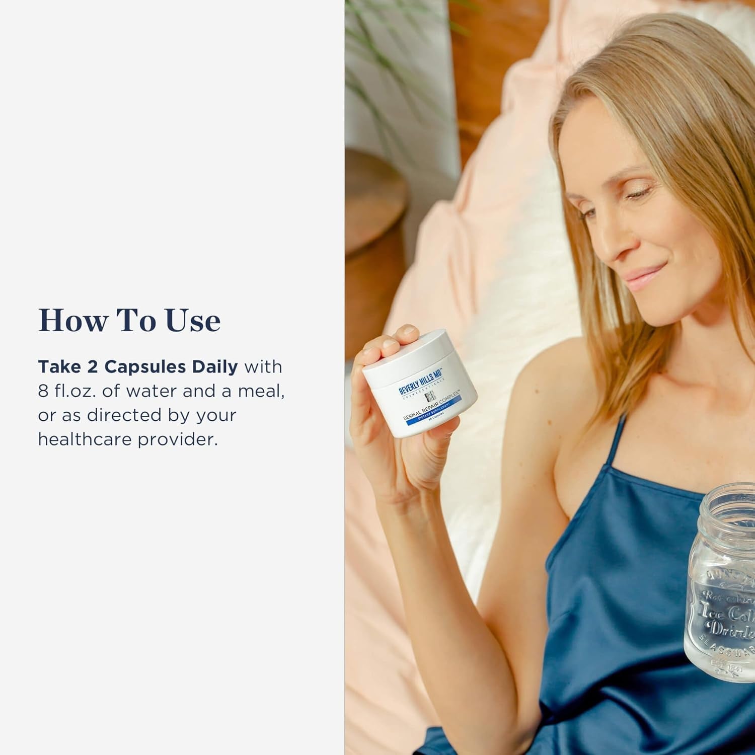 Beverly Hills MD Dermal Repair Anti-Aging Supplement - Hyaluronic Acid, Collagen, Vitamins for Smooth, Plump Skin