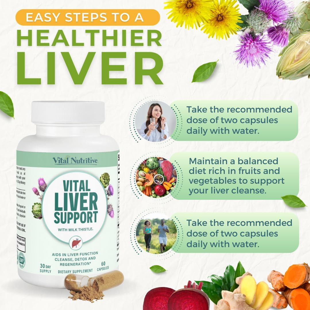 Vital Liver Support - Premium Liver Cleanse & Repair Formula with Milk Thistle