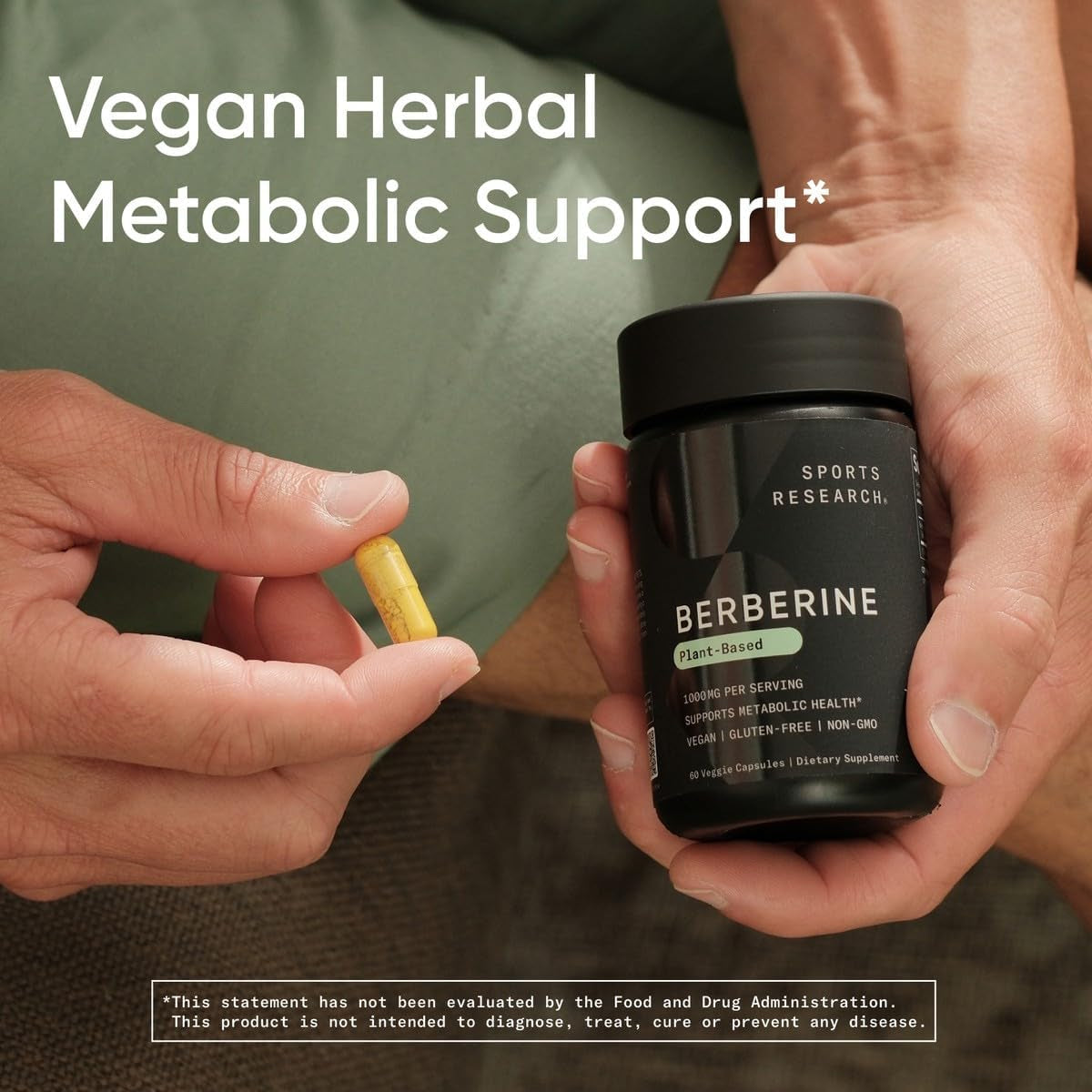 Sports Research Berberine - Herbal Ayurvedic Metabolic Health Support - 1000 Mg - 60 Capsules