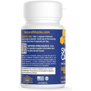 NATURAL STACKS Smart Caffeine Pills - 100Mg Caffeine + 200Mg L-Theanine Supplement 60 Capsules