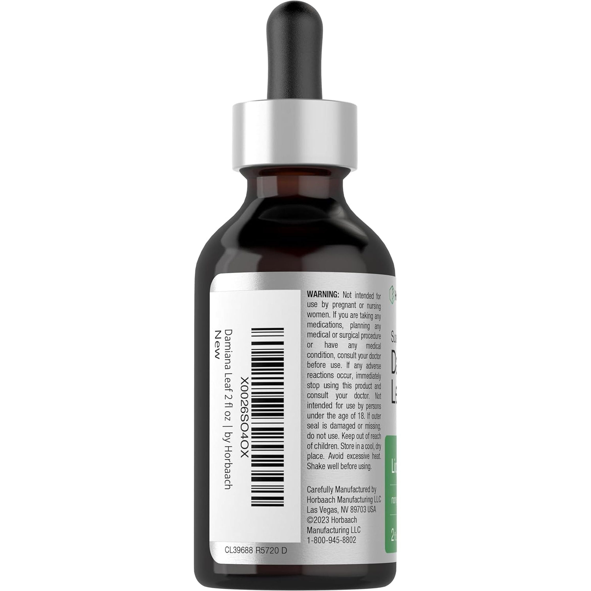 Horbäach Damiana Leaf Herb Tincture | 2 Fl Oz | Vegetarian, Non-Gmo & Gluten Free Herbal Supplement