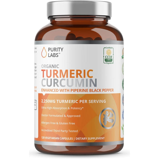 Organic Turmeric Curcumin with Black Pepper Bioperine 2,250 Mg - Antioxidant Joint Supplement, Muscle & Brain Support 120 Capsules