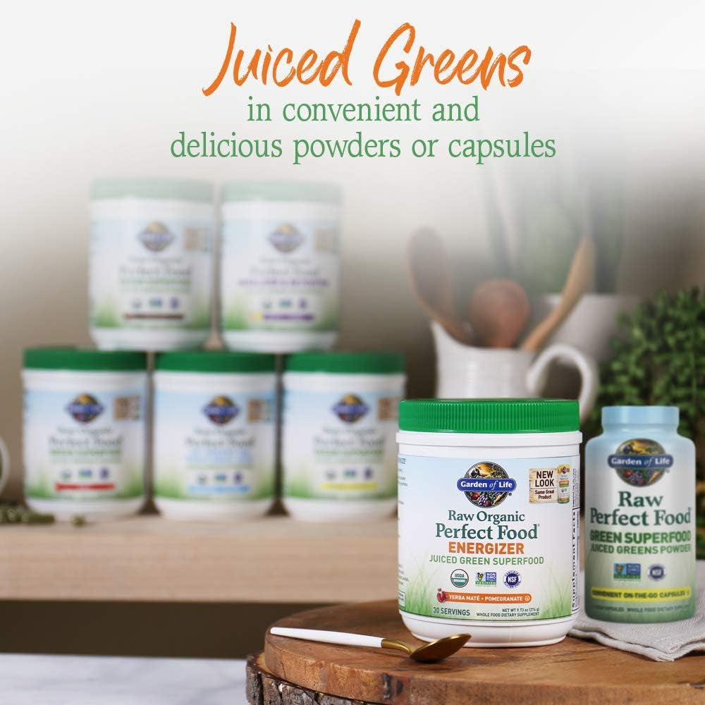 Garden of Life Raw Organic Perfect Food Energizer Juiced Green Superfood Powder 30 Servings, 9.73 Oz