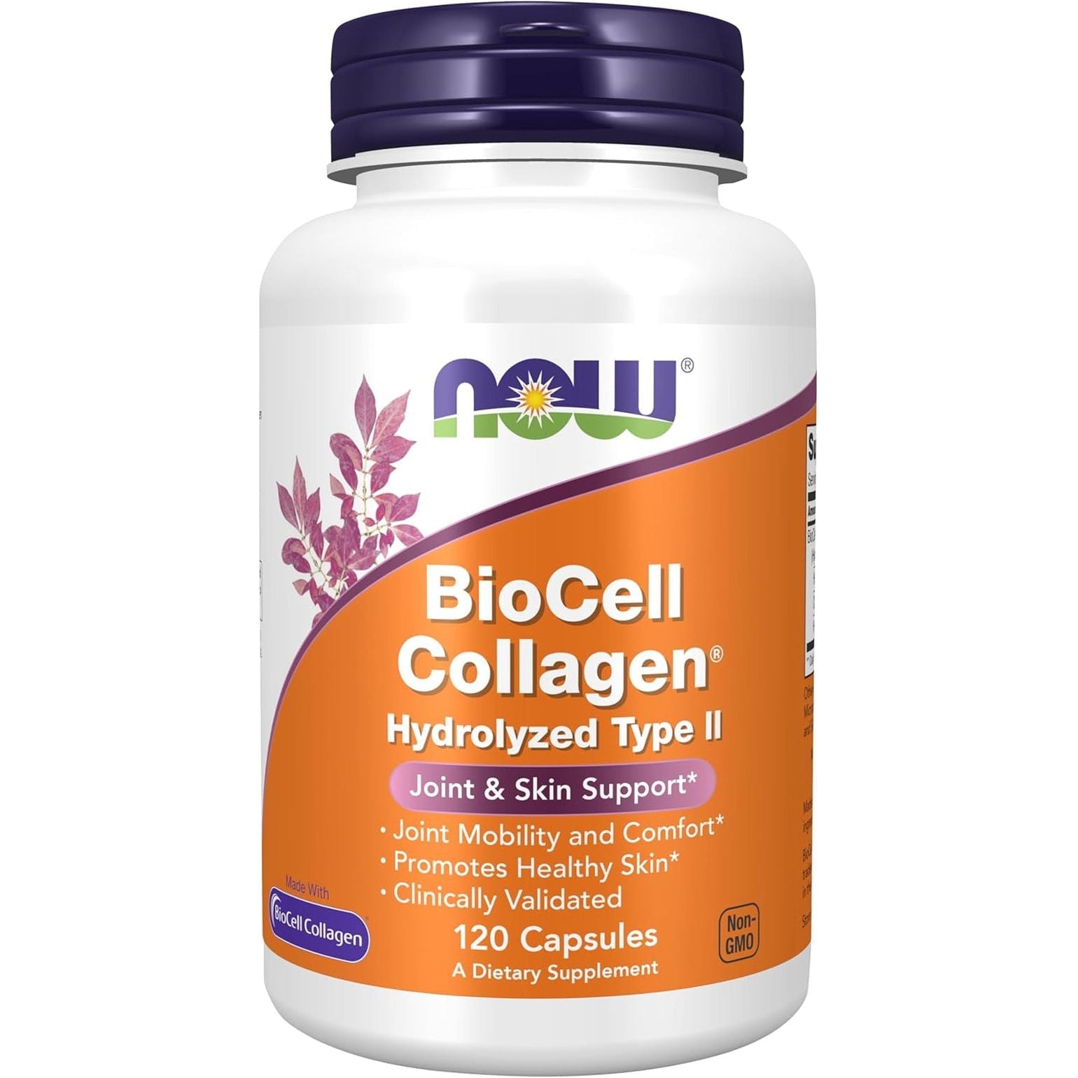 NOW Foods Supplements, Biocell Collagen® Hydrolyzed Type II, Clinically Validated, 120 Veg Capsules