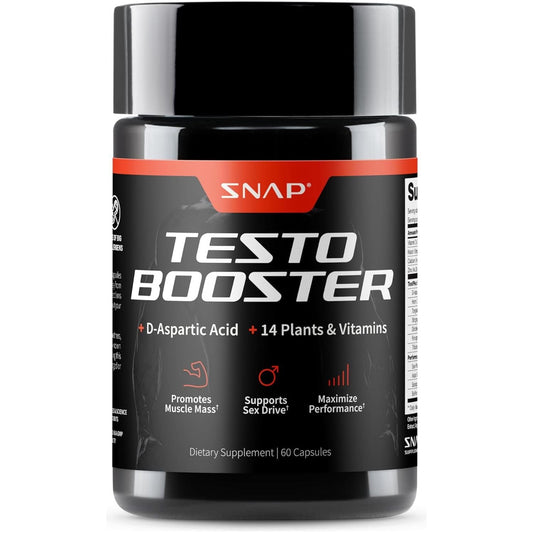 Snap Testosterone Booster for Men - Promotes Muscle Growth, Enhancing Natural Energy, Stamina and Strength 60 Capsules
