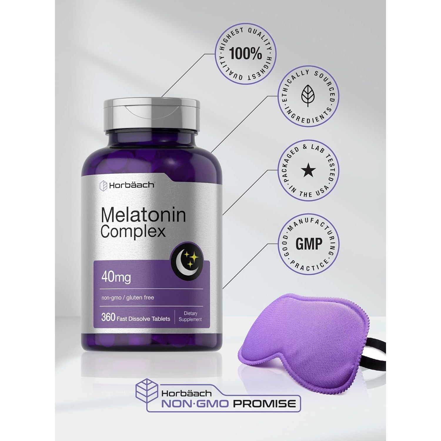 Horbäach Melatonin 40Mg Complex - 360 Fast Dissolve Tablets