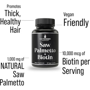 Saw Palmetto + Biotin Advanced for Hair Growth Hair Loss and Regrowth Pills - DHT Blocker