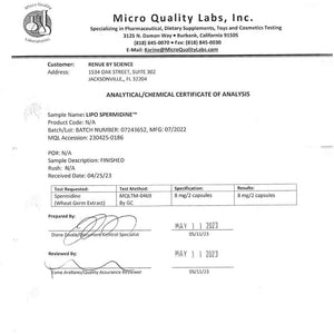 Renue by Science Spermidine Supplements  90 Capsules - 8Mg 